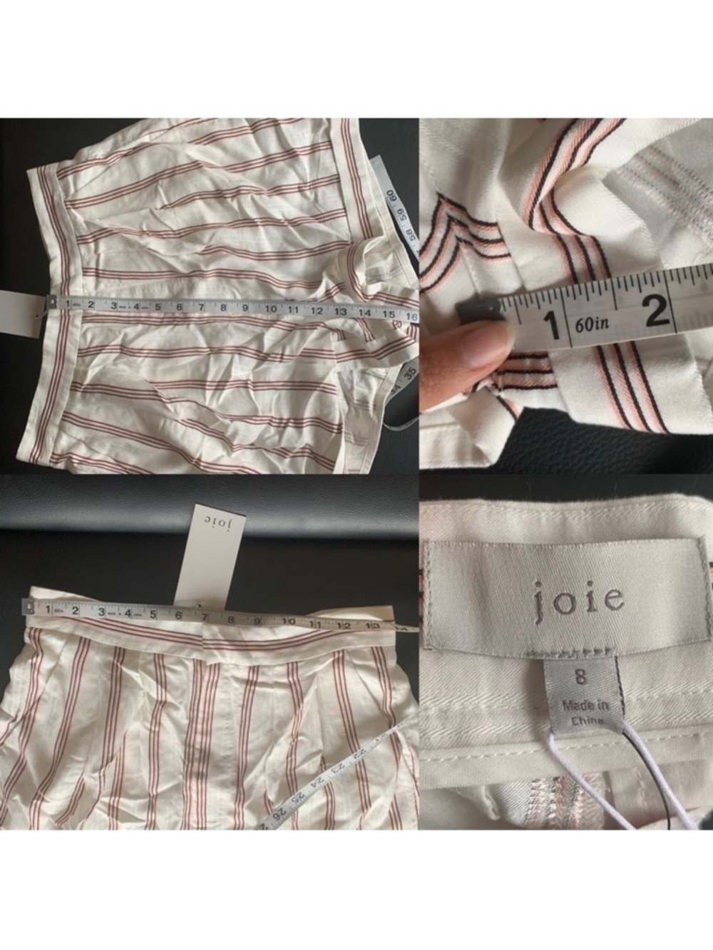 Joie Carvel High Waist Striped Shorts Porcelain Ivory Size 8 NWT - Picture 9 of 9